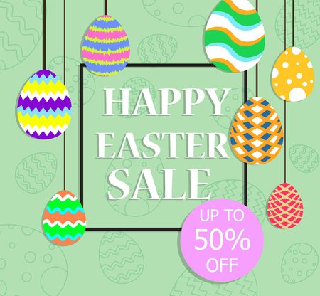 Happy Easter for sale banner background template with colorful egg - Vector illustrationのイラスト素材