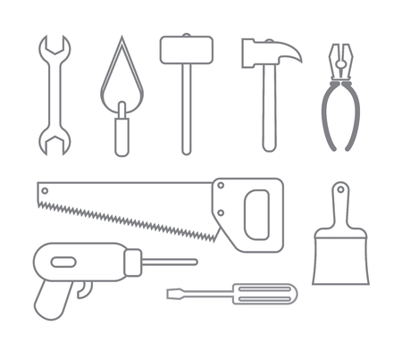 collection of set icons construction tools outline styleのイラスト素材