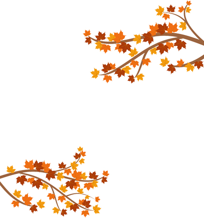 Branch with autumn maple leaves isolated on background - Vector illustrationのイラスト素材