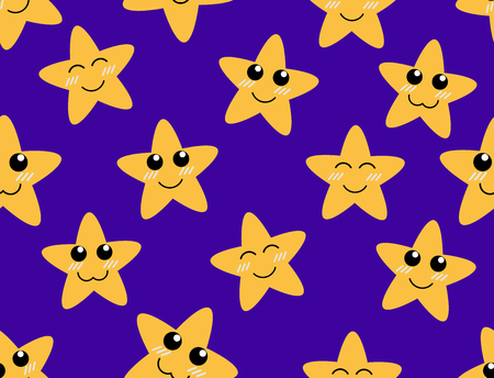 Seamless pattern cartoon cute stars on blue background - Vector illustrationのイラスト素材