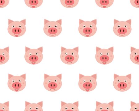 Vector illustration of  cute face pigs isolated on white background.のイラスト素材