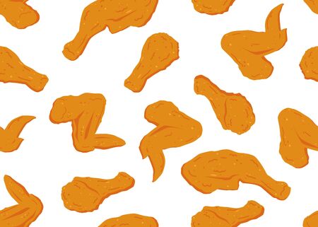 Seamless pattern of fried chicken isolated on white background - Vector illustrationのイラスト素材