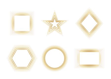 Collection of golden geometric luxury frames vector setのイラスト素材