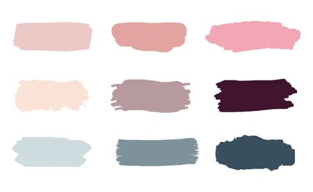 Collection of pastel grunge brush stroke vector set isolated on white background.のイラスト素材