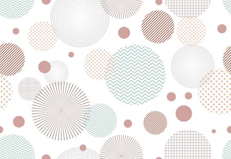 Seamless pattern of abstract elements on circle shape on white backgroundのイラスト素材