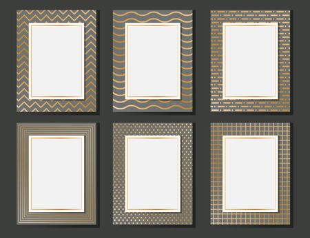 Collection of golden luxury abstract blank template design - Vector illustrationのイラスト素材