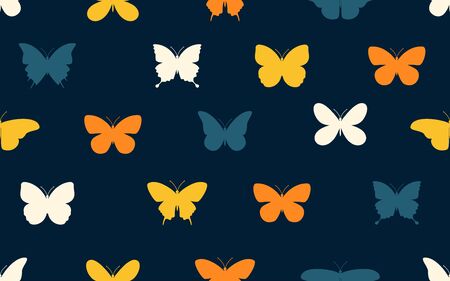 Seamless pattern of colorful butterfly on dark background - Vector illustrationのイラスト素材