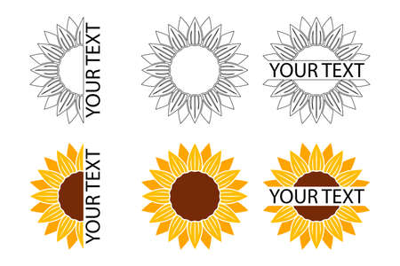 Collection of sunflower icons banners package labels templates - Vector illustration.のイラスト素材