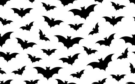Seamless pattern of Halloween bats flying on white backgroundのイラスト素材