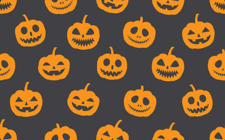 Seamless pattern of Halloween pumpkin on dark backgroundのイラスト素材