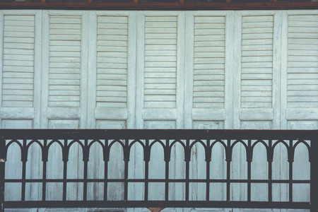 Architecture and exterior design of terrace and window of wooden house in thai style decoration....