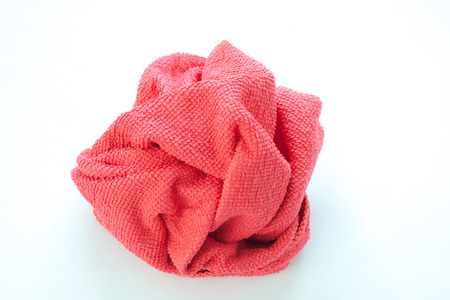 Close up new red wipes or rags isolated on white background. (Selective focus)の写真素材