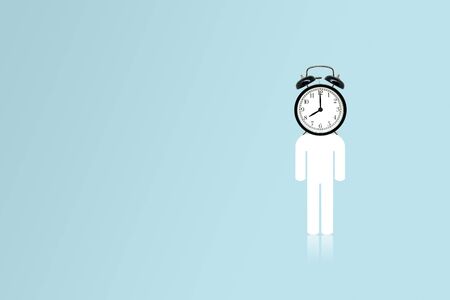 Time Management Concept : Alarm clock instead head of people icons.の写真素材