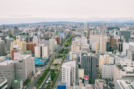 Tropical beautiful cityscape view from Sapporo TV Tower of Sapporo City in summer seasonal.の写真素材