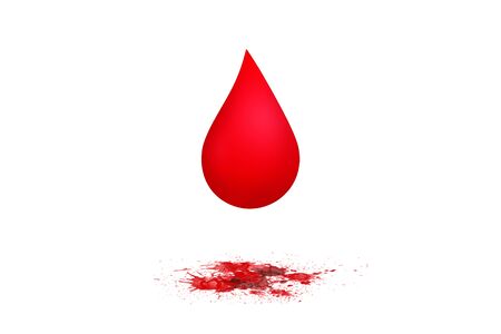 Red dripping and splash blood isolated on white background.の写真素材