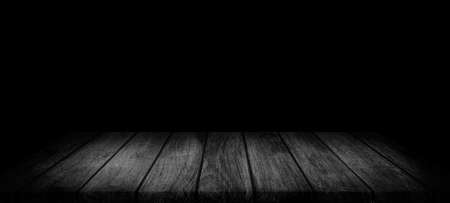Empty space of Wooden table in dark background.の写真素材