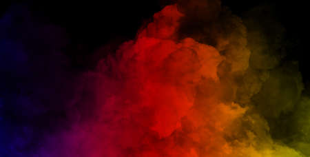 Abstract image of Colorful smoke or fog in black background.の写真素材
