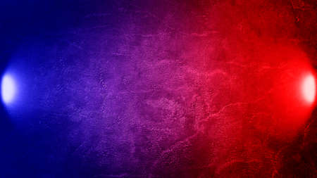Abstract image of Studio dark room with lighting effect red and blue on black concrete wall grunge...