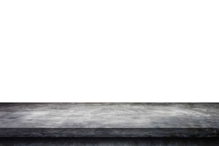 Side view of Gray plaster concrete shelf table top grunge texture background for product showing.