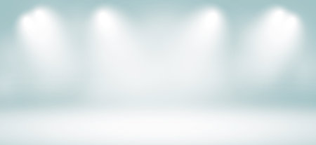 Empty space room of White stage with spot lighting in gray background.