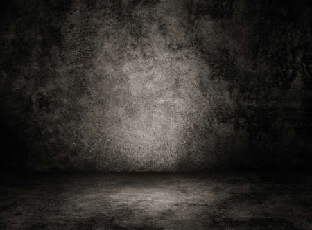 Empty of Studio dark room concrete floor grunge texture background.の写真素材