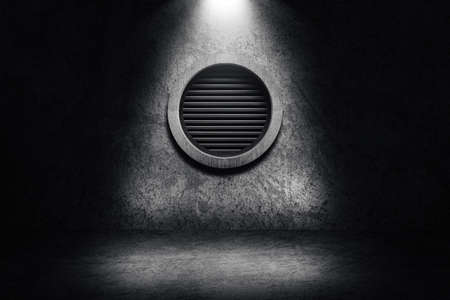 Empty space of Studio dark room black concrete wall grunge texture background and spotlight.の写真素材
