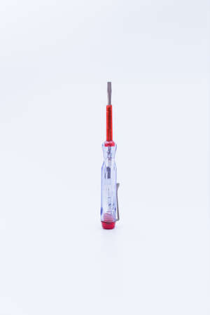 Voltage test pen screwdriver isolated white background