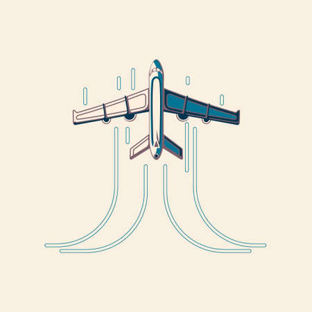Airplane with trail. Aircraft tracking. Vector illustrationのイラスト素材