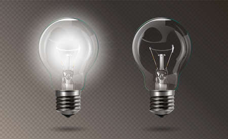 Transparent electric edison light bulb. Vector illustrationのイラスト素材