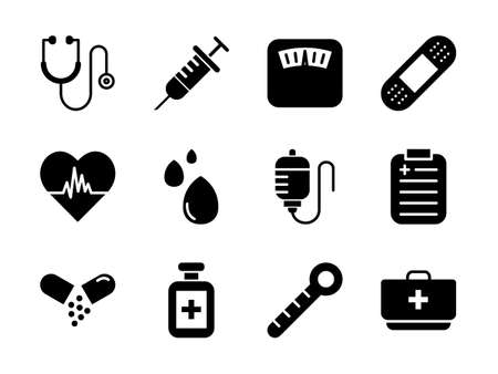 Medical Icon Set Glyph Styleのイラスト素材