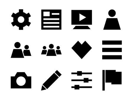 Social Media UI Icon Set Glyph Styleのイラスト素材
