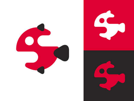 Fish logo design for brand and company with flat styleのイラスト素材