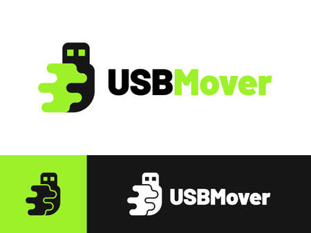 USB Mover logo design with flat style. Representing fast, move, USB, adapter, etc. Suitable for technology companies.のイラスト素材