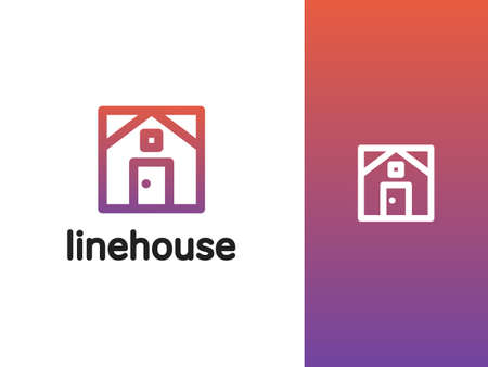 Line House logo design with gradient style. Representing house, building, property, etc. Suitable for property and construction companies.のイラスト素材