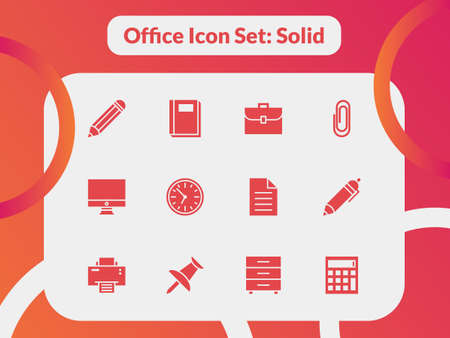 Office icon set with solid style. Suitable for any purpose.のイラスト素材