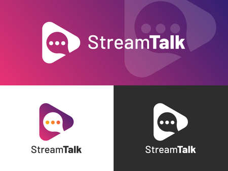 Stream Talk logo design with gradient style. Representing chat, talk, player, etc. Suitable for streaming and communication companies.のイラスト素材