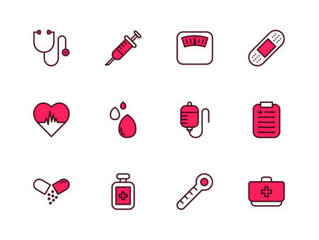 Medical icon set with filled outline style. Suitable for any purpose.のイラスト素材