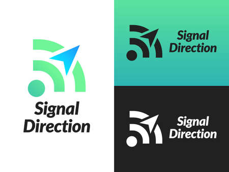 Signal Direction logo design with gradient style. This logo is representing signal and direction ideas. Suitable for connectivity apps and telecommunication companies.のイラスト素材