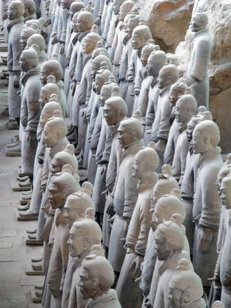 Terracotta Warriors buried with the Emperor of Qin in 209-210 BC in Xian, China.のeditorial素材