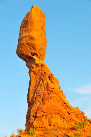 Balanced Rock at sunset in Arches National Park near Moab, Utah.の写真素材