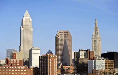The buildings of downtown Cleveland, Ohio photographed on 12/29/10.の写真素材