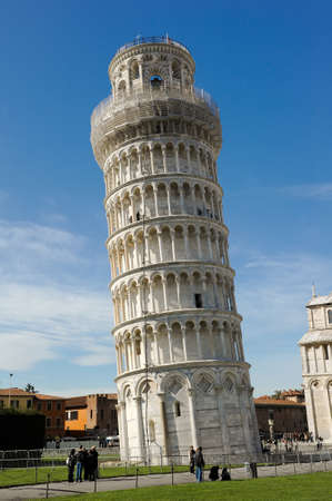 The Leaning Tower of Pisa in Piazza dei Miracoli in Pisa, Italy 