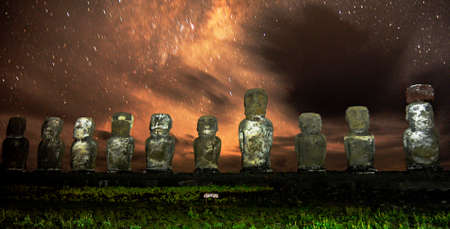 Ahu Tongariki Moaisの写真素材