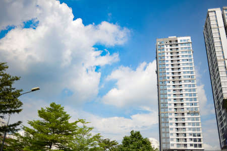A building on blue sky background with copy space for text or advertising