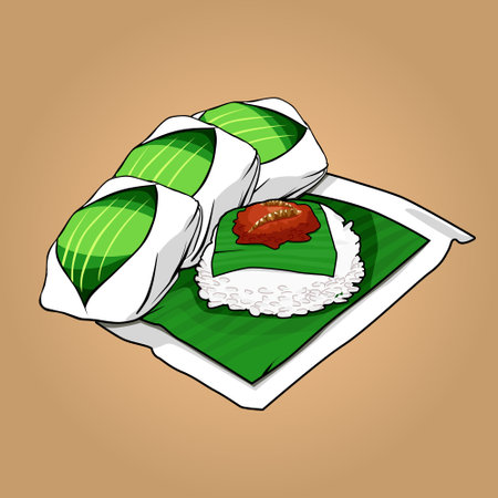 Illustration of a sushi roll on a plate. Vector illustration.のイラスト素材