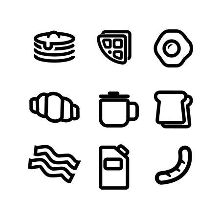 bundle of breakfast set icons vector illustration design black and whiteのイラスト素材
