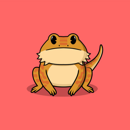 Cute cartoon bearded dragon lizard character with knife and fork. Vector illustration.のイラスト素材