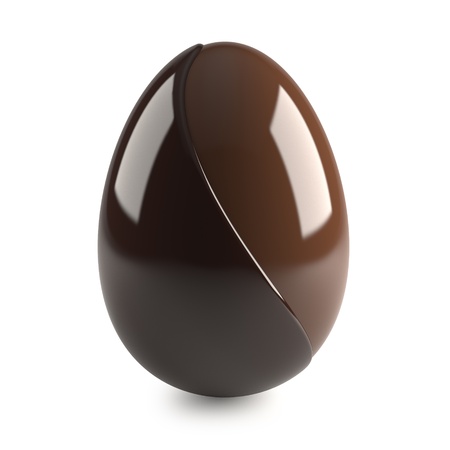 chocolate easter egg on white backgroundの写真素材