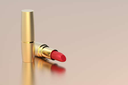 red lipsticks on metal background with copy spaceの写真素材