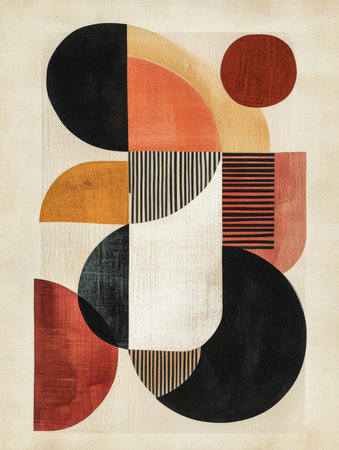 Abstract composition with geometric shapes on textured background. Flat lay, top view.の素材